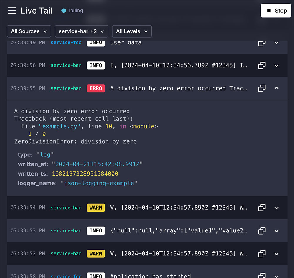 Powerful logs IDE