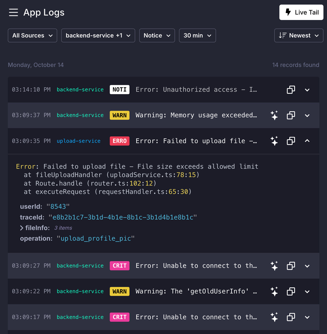 Powerful logs IDE